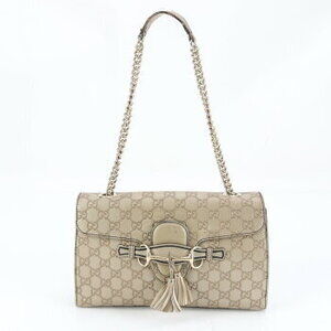Gucci Emily Guccissima leather chain shoulder bag Beige Tan